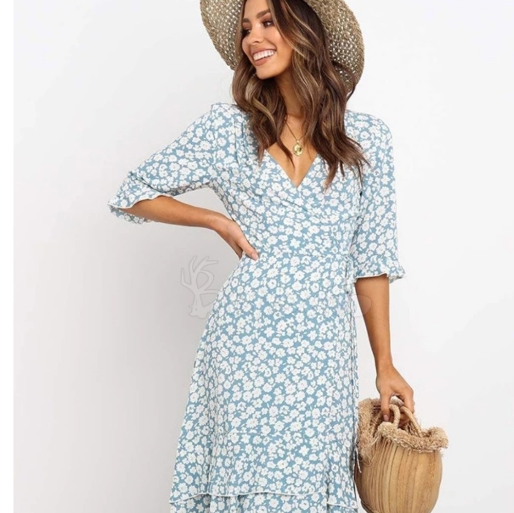 Half Sleeve Printed Midi Dress from Bonboho